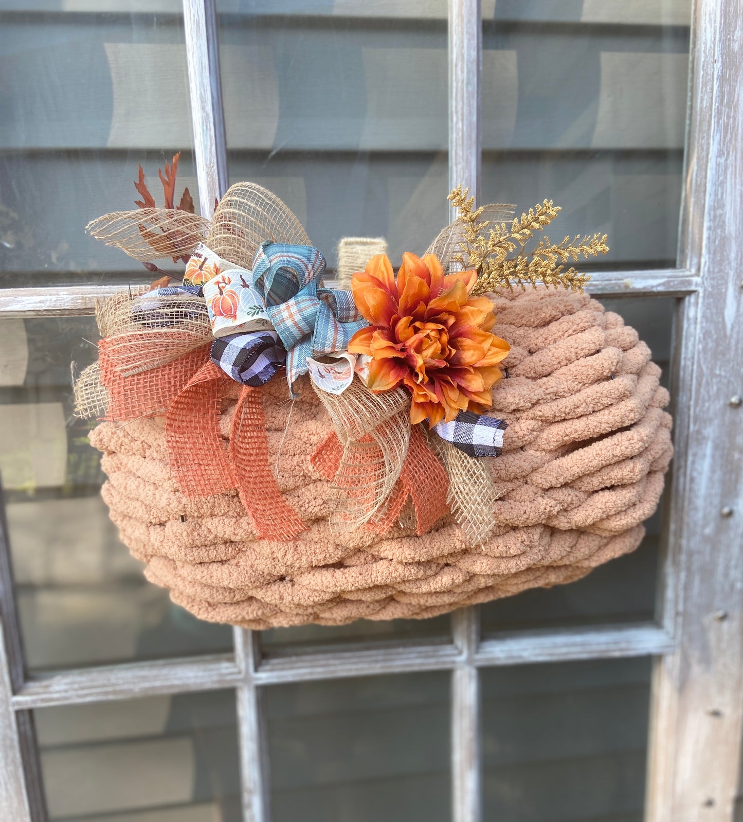 Wreath Making Workshop: Chunky Yarn Pumpkin Wreath . Tuesday September 26 . Buffalo Cider Hall