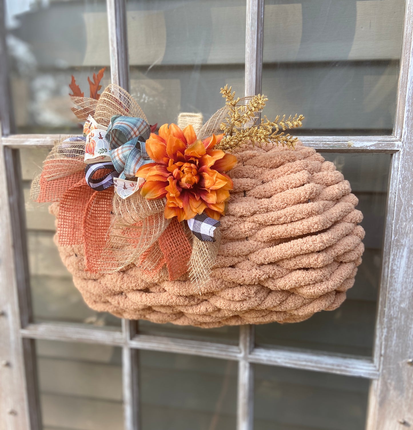 Wreath Making Workshop: Chunky Yarn Pumpkin Wreath . Tuesday September 26 . Buffalo Cider Hall