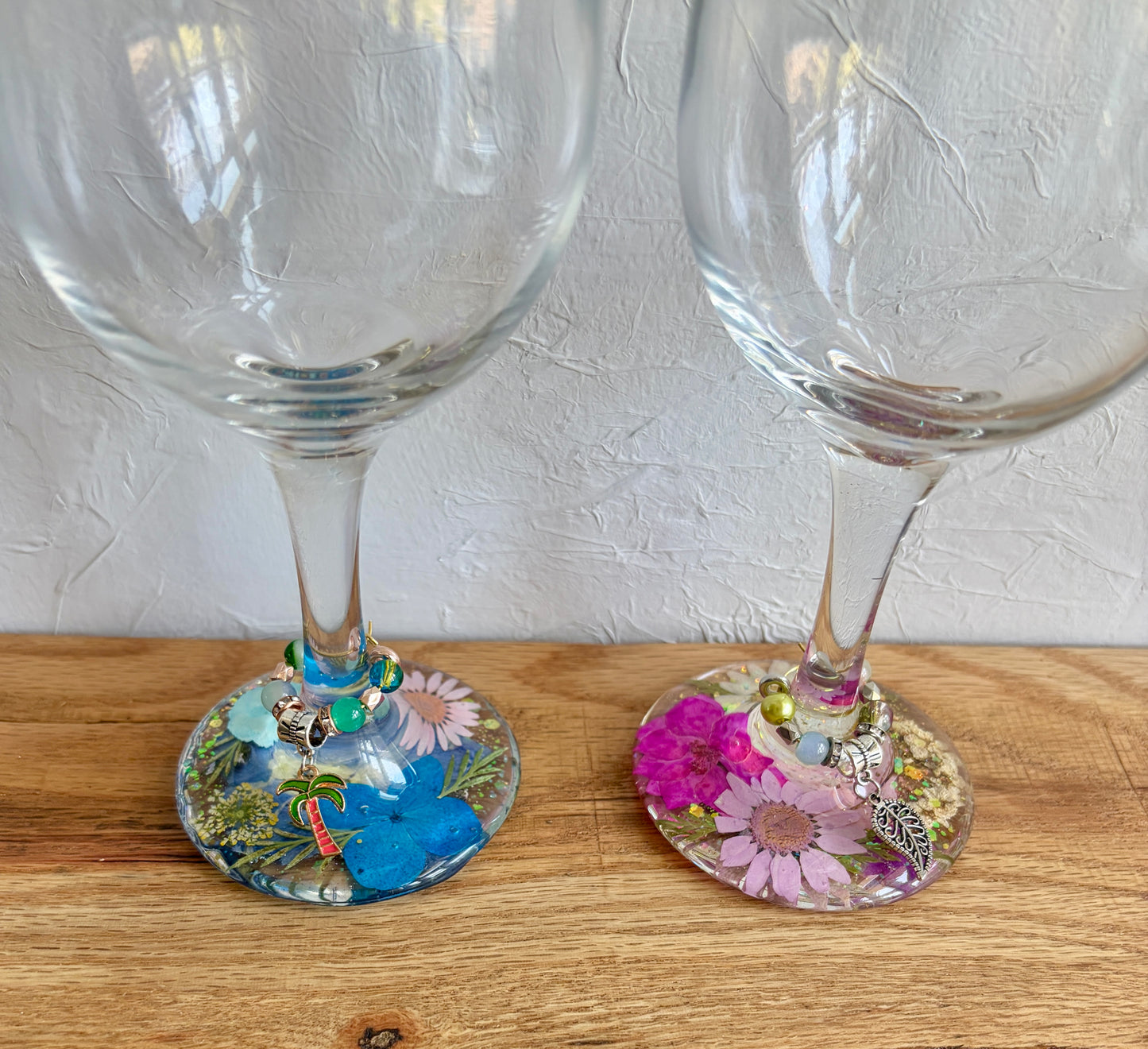 Pressed Flower Wine Glasses & Beaded Wine Charms Workshop . Saturday July 11 . Black Flower Wine & Provisions