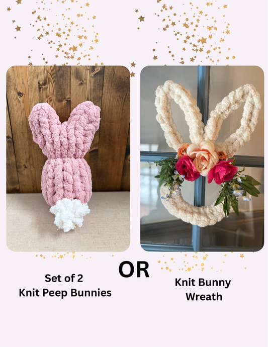 Chunky Knit Peep Bunny (set of 2) OR Bunny Wreath Workshop . Wednesday March 25 . Farmcraft Brewery