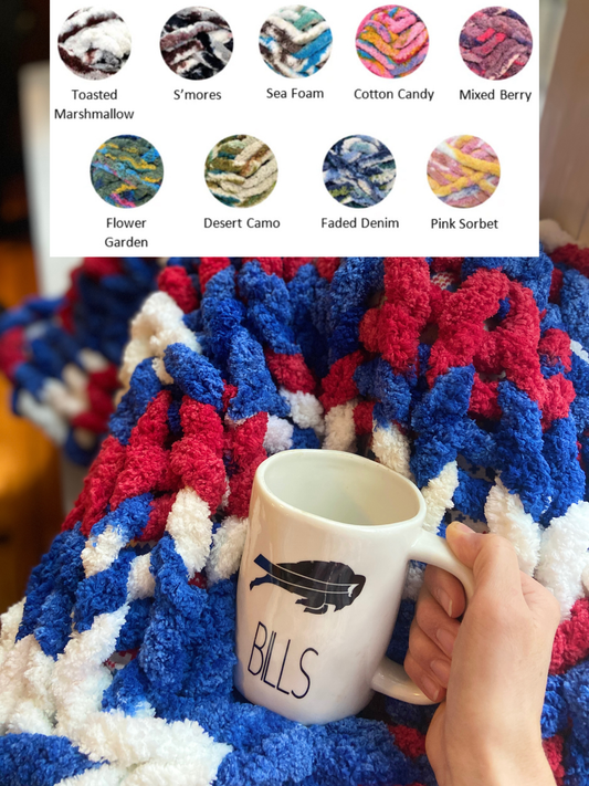 Chunky Knit Blanket Workshop: Tie Dye Yarns . Tuesday December 30 . The Ridge West Seneca