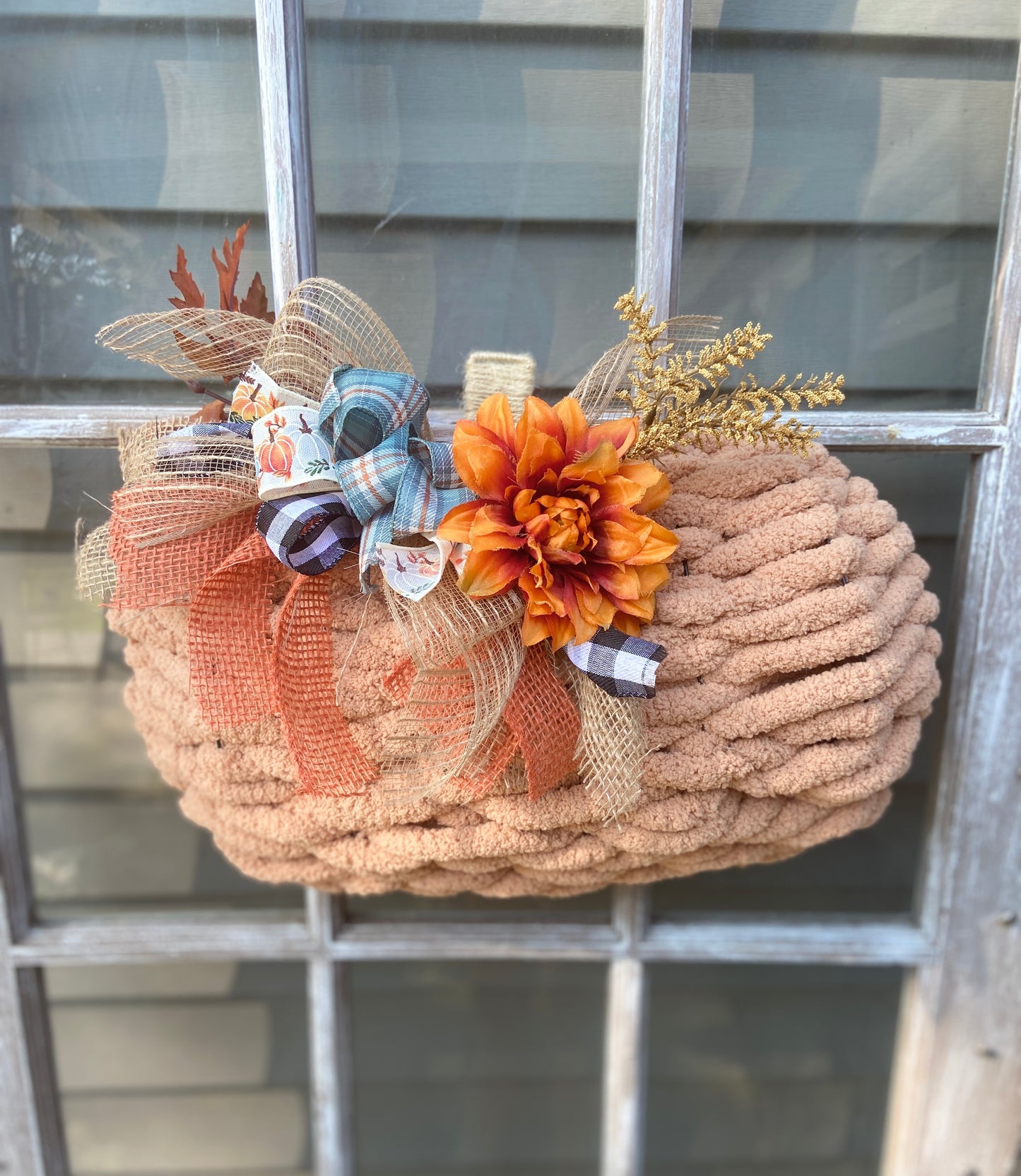 Wreath Making Workshop: Chunky Yarn Pumpkin Wreath . Tuesday September 26 . Buffalo Cider Hall