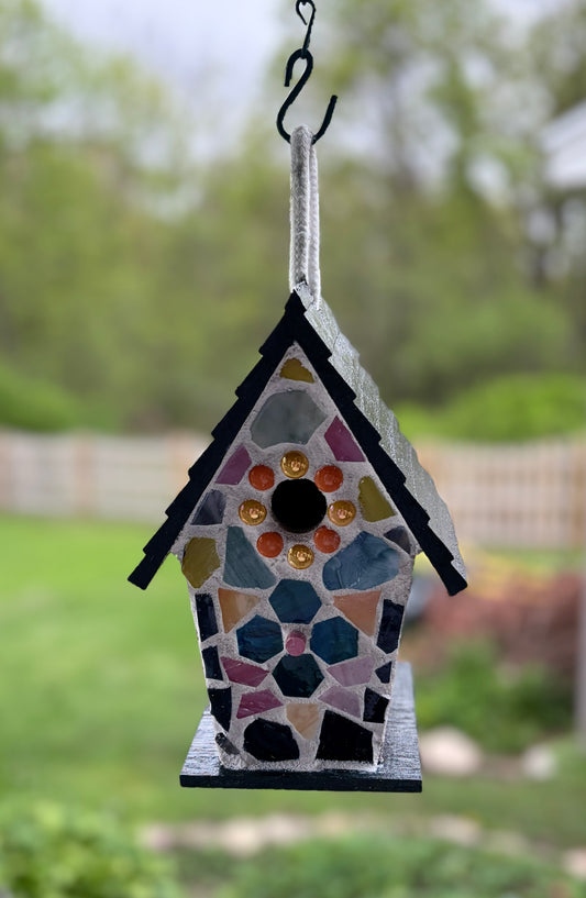 Mosaic Bird House Workshop . Tuesday May 26 . Magic Bear Beer Cellar