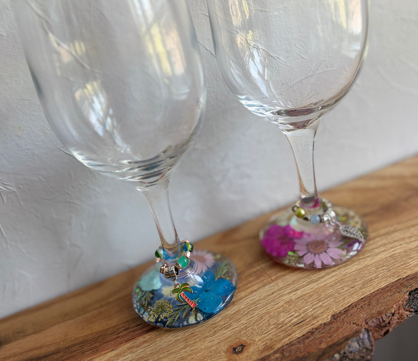 Pressed Flower Wine Glasses & Beaded Wine Charms Workshop . Saturday July 11 . Black Flower Wine & Provisions