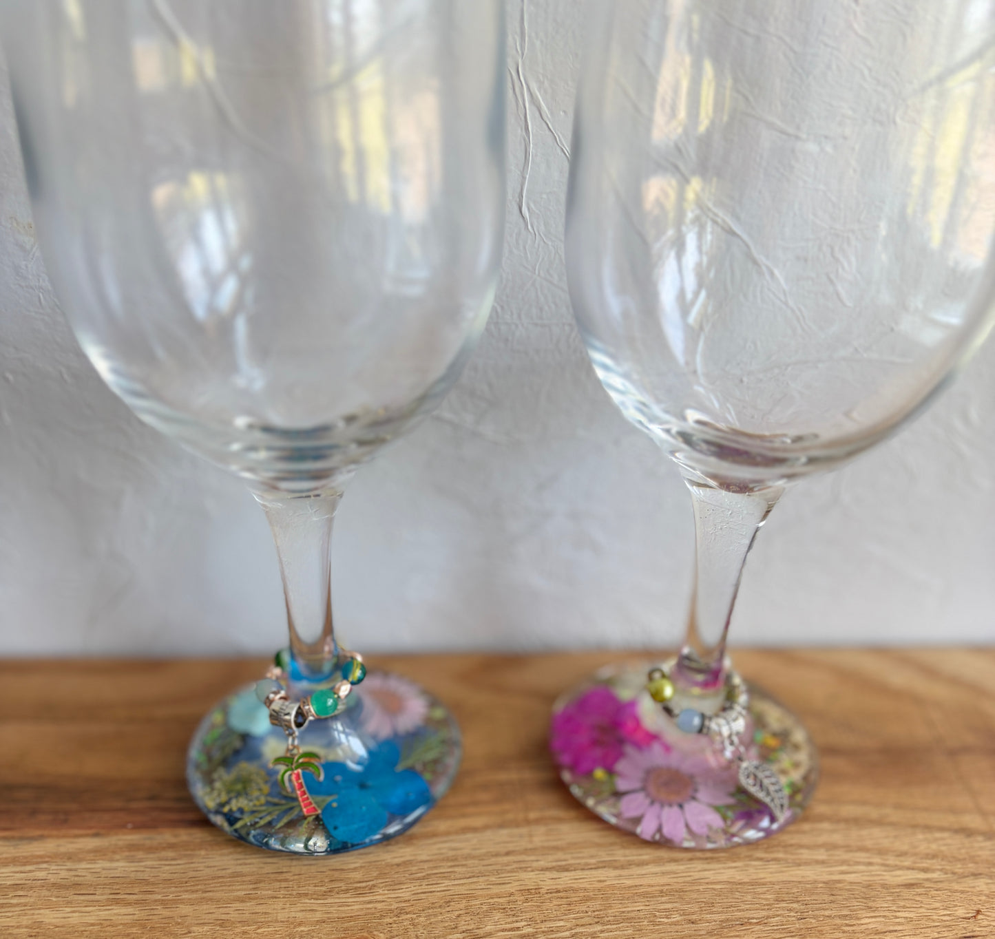 Pressed Flower Wine Glasses & Beaded Wine Charms Workshop . Saturday July 11 . Black Flower Wine & Provisions