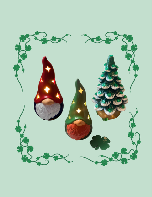 Ceramic "Light Up" Gnome OR St Patrick's Day Tree Painting Workshop . Tuesday March 3 . Tap That Tap Room