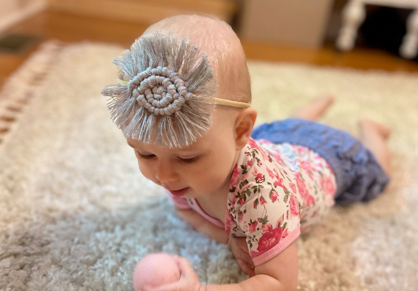 Macrame Baby Headband Double Diamond